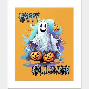 Spooky Ghost Happy Halloween Posters and Art